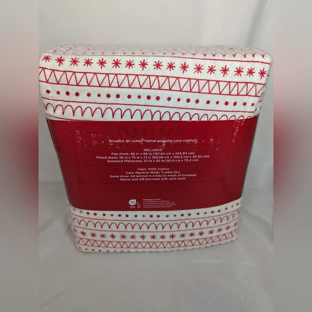 NWT Wondershop Christmas Flannel Twin Sheet Set